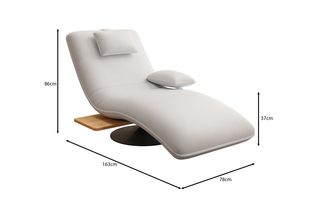 Designer relax-ligstoel velours echt leer met draaifunctie en bijzettafel