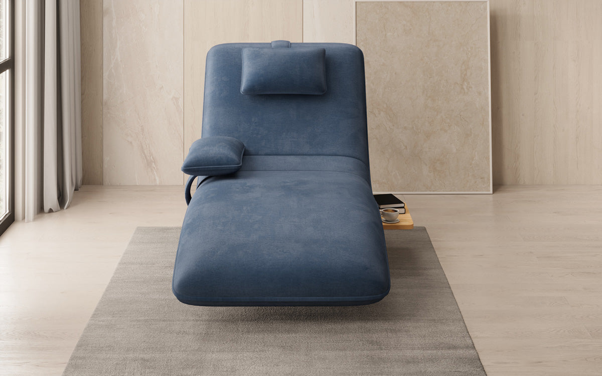 Designer relax-ligstoel velours fluweel met draaifunctie en bijzettafel