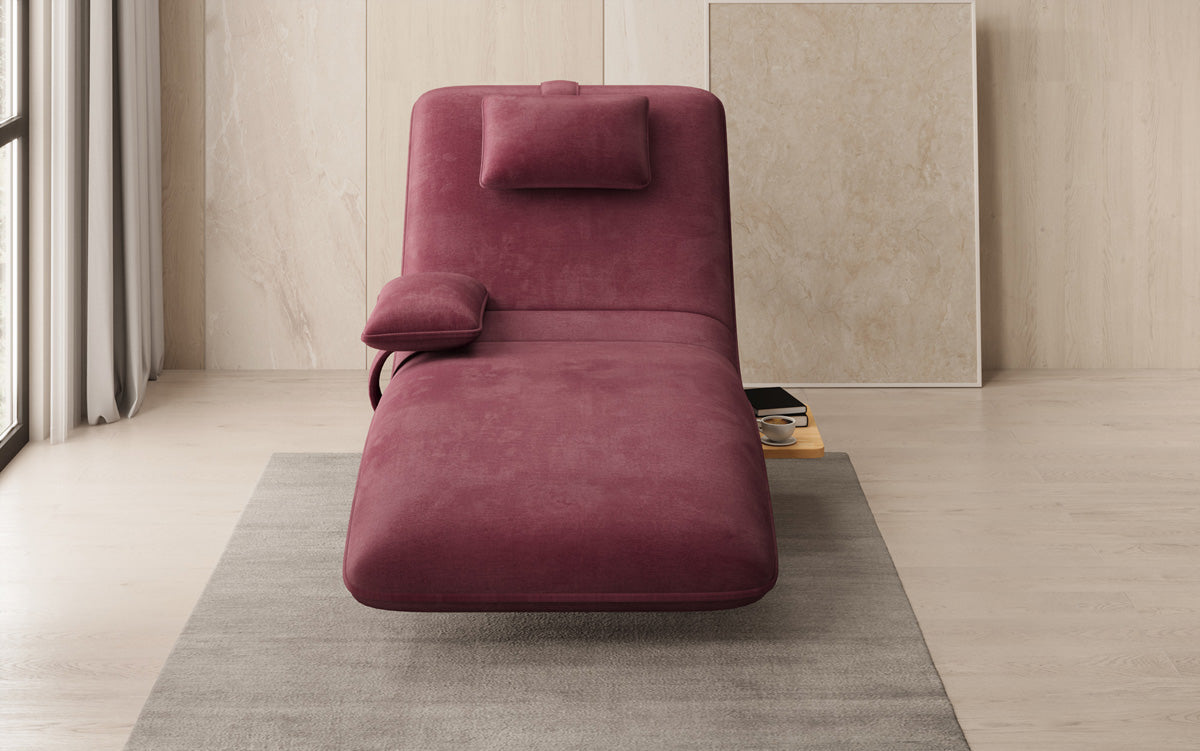 Designer relax-ligstoel velours fluweel met draaifunctie en bijzettafel