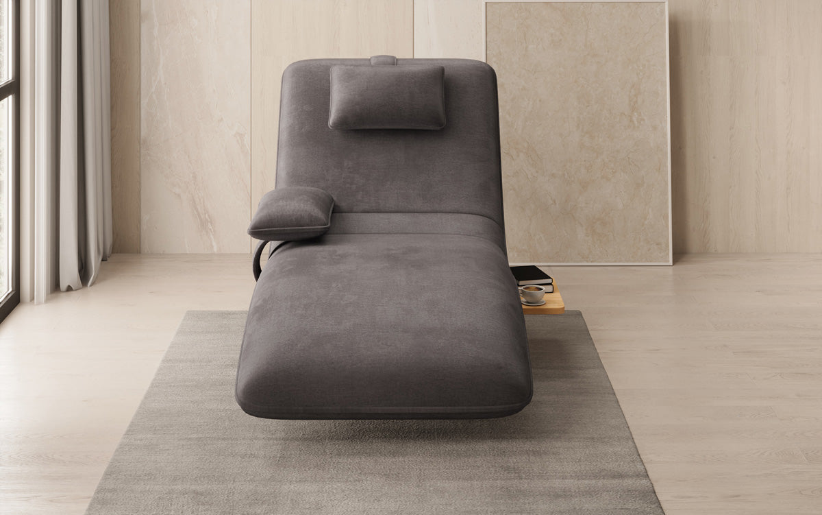 Designer relax-ligstoel velours fluweel met draaifunctie en bijzettafel