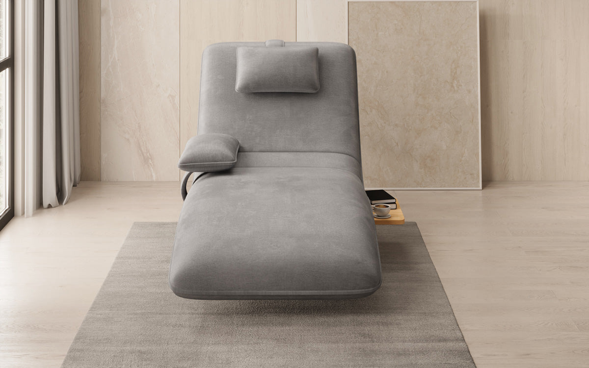 Designer relax-ligstoel velours fluweel met draaifunctie en bijzettafel