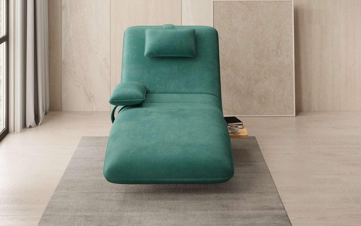 Designer relax-ligstoel velours fluweel met draaifunctie en bijzettafel