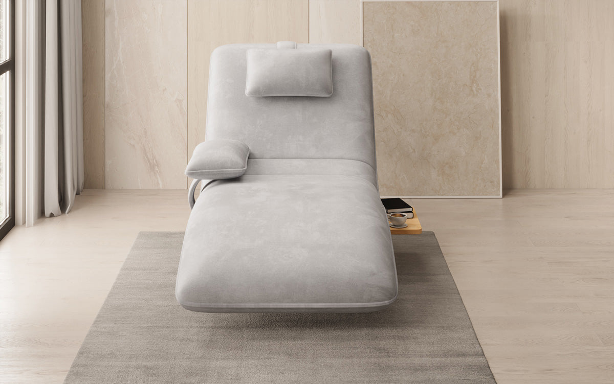 Designer relax-ligstoel velours fluweel met draaifunctie en bijzettafel