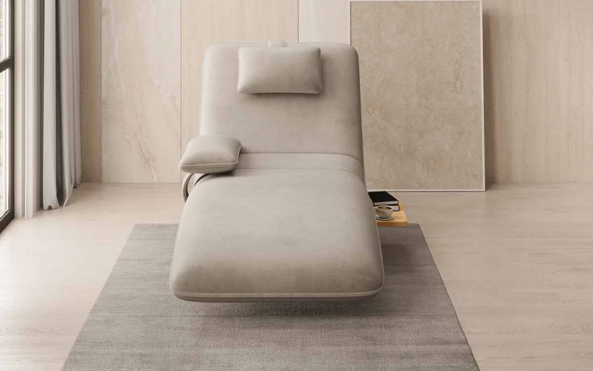 Designer relax-ligstoel velours fluweel met draaifunctie en bijzettafel