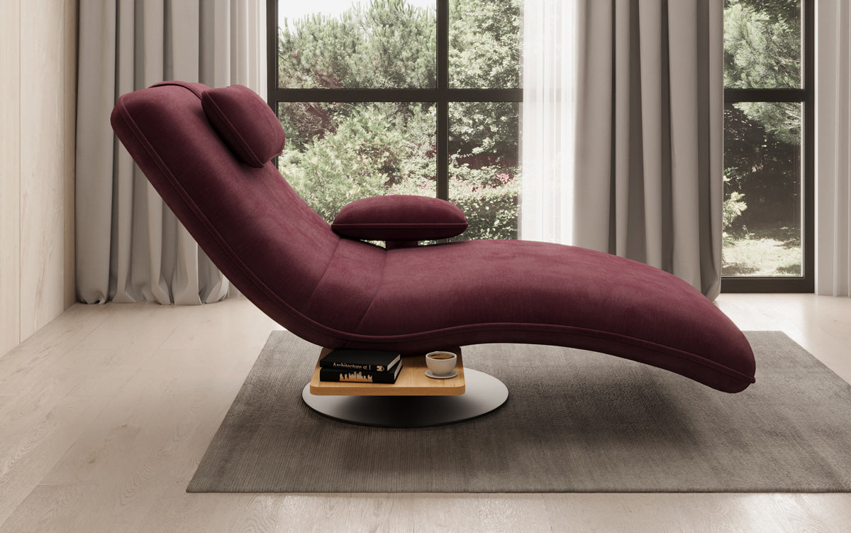 Designer relax-ligstoel velours fluweel met draaifunctie en bijzettafel
