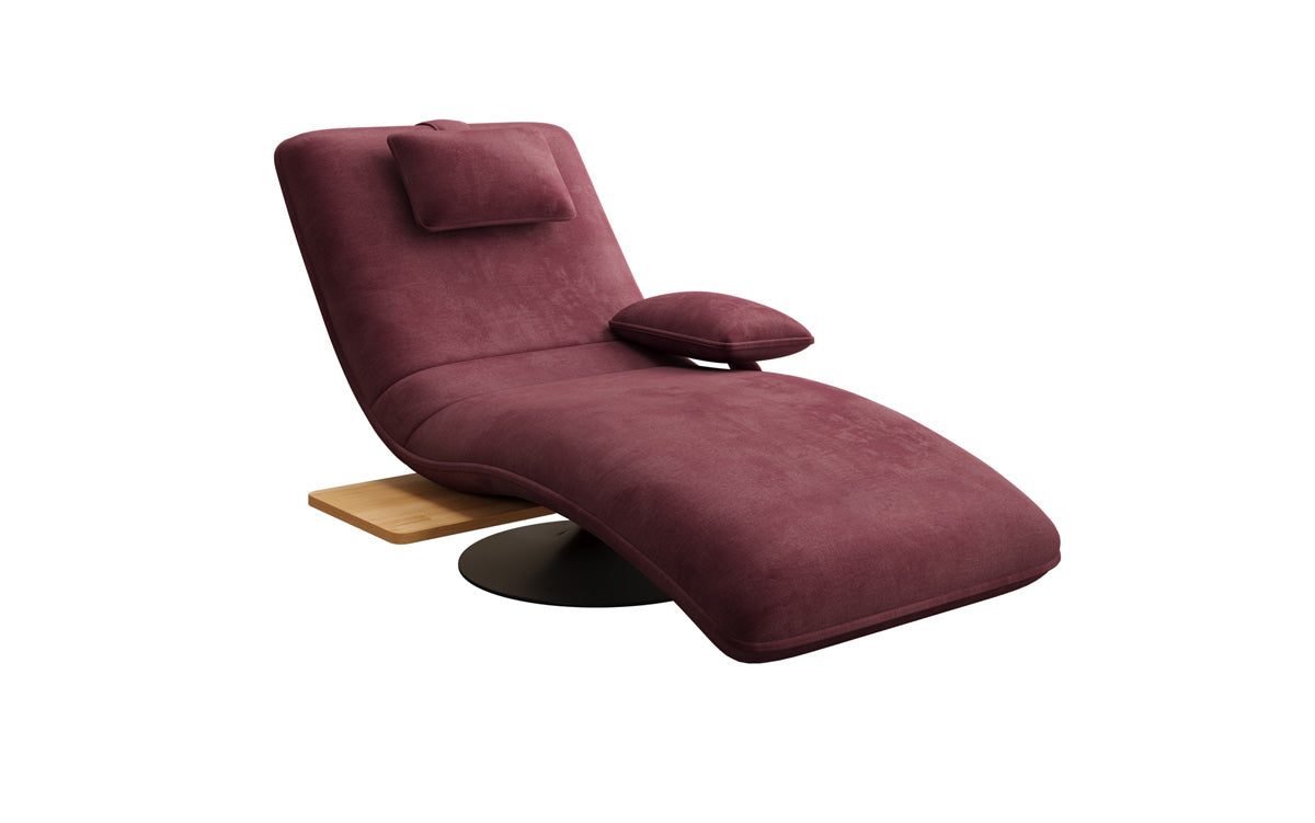 Designer relax-ligstoel velours fluweel met draaifunctie en bijzettafel