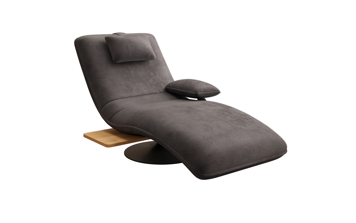Designer relax-ligstoel velours fluweel met draaifunctie en bijzettafel