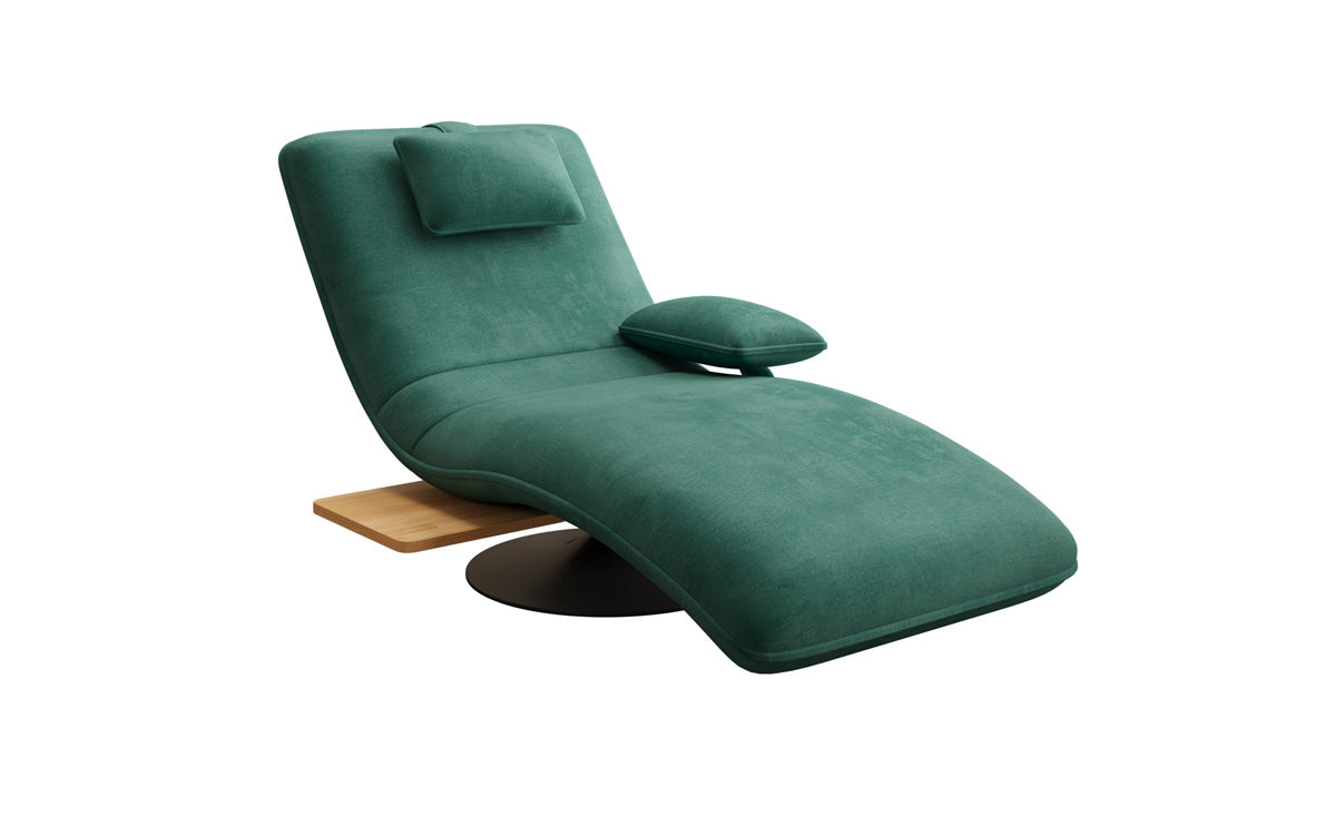 Designer relax-ligstoel velours fluweel met draaifunctie en bijzettafel