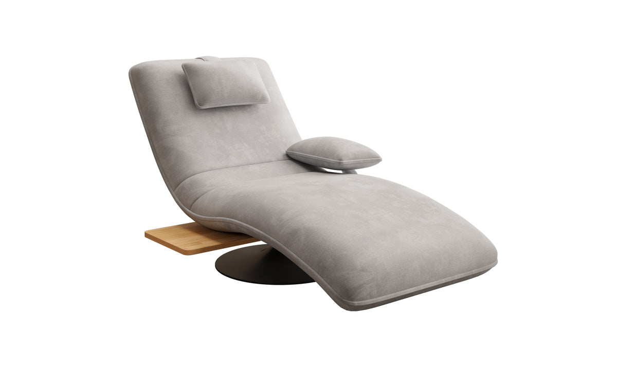 Designer relax-ligstoel velours fluweel met draaifunctie en bijzettafel