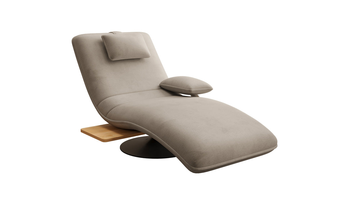 Designer relax-ligstoel velours fluweel met draaifunctie en bijzettafel