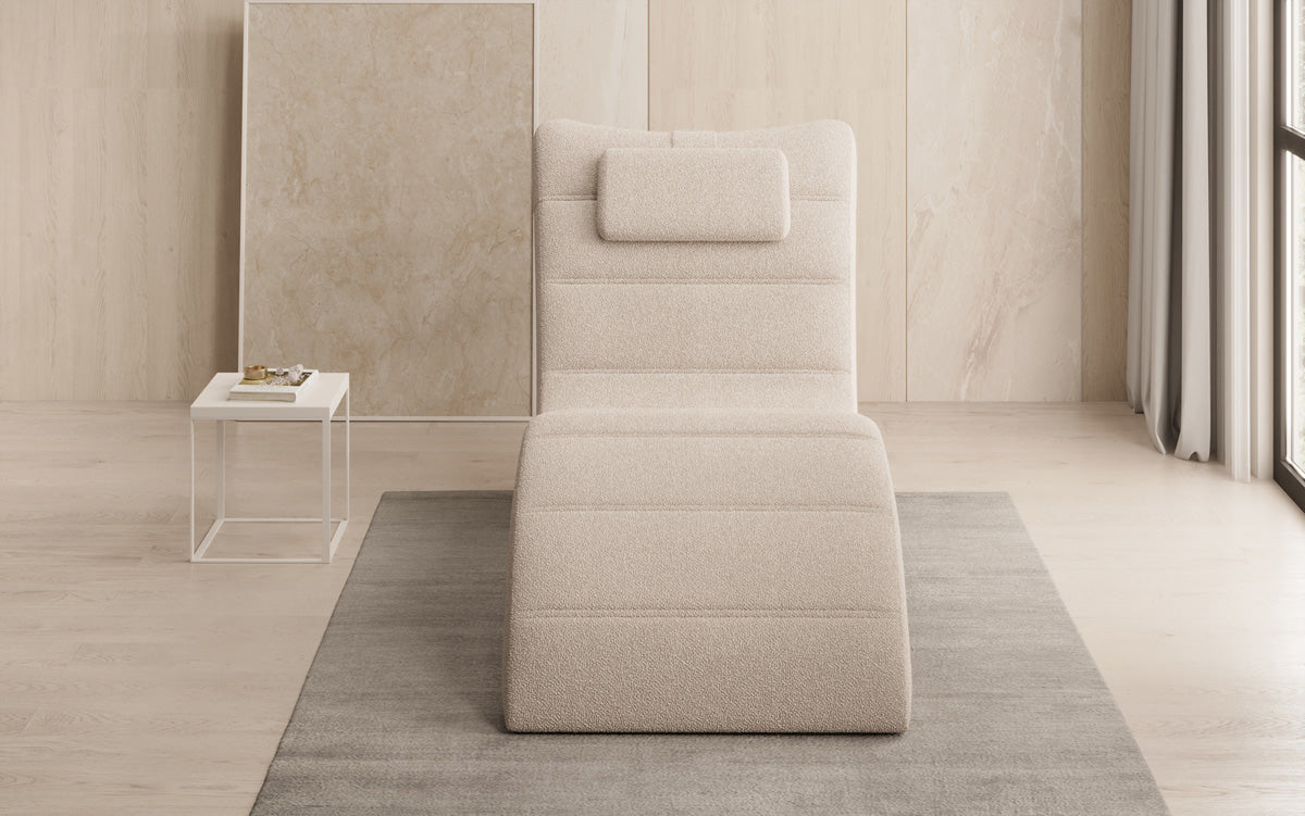 Designer Relax-ligstoel Leon in Bouclé