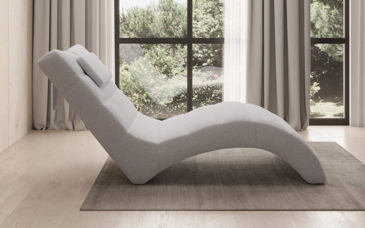 Designer Relax-ligstoel Leon in Bouclé