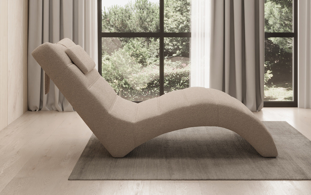 Designer Relax-ligstoel Leon in Bouclé