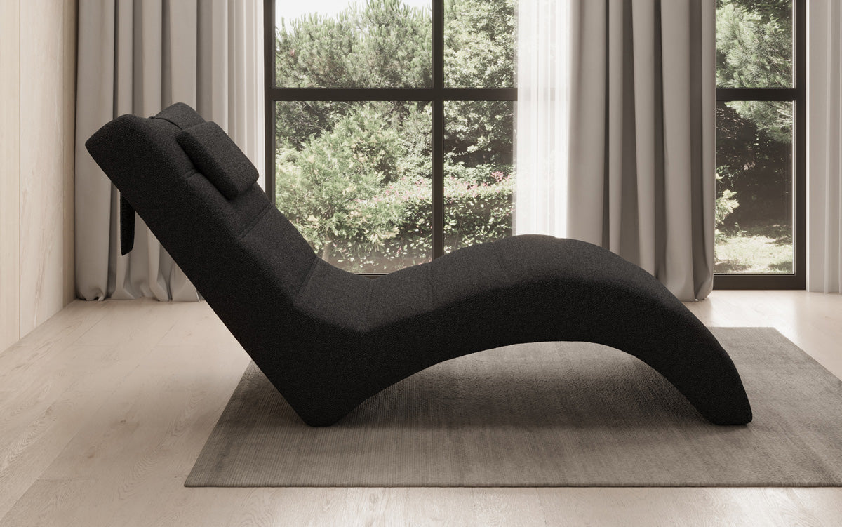 Designer Relax-ligstoel Leon in Bouclé