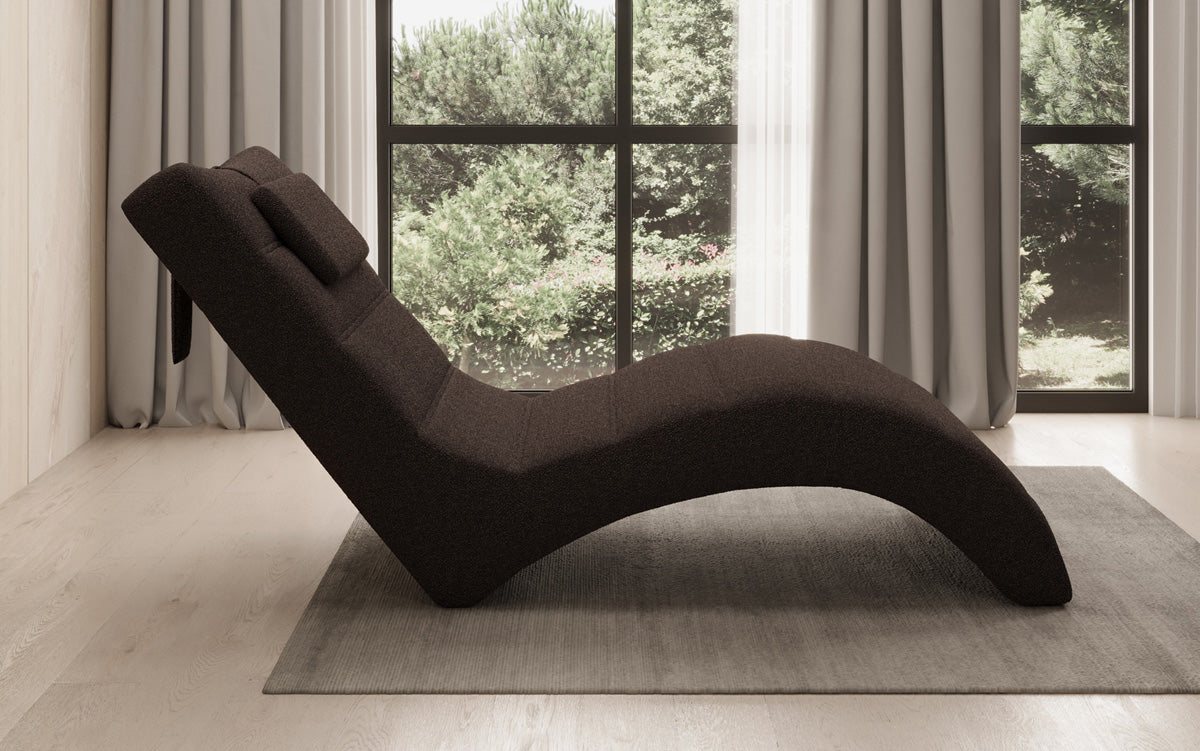 Designer Relax-ligstoel Leon in Bouclé