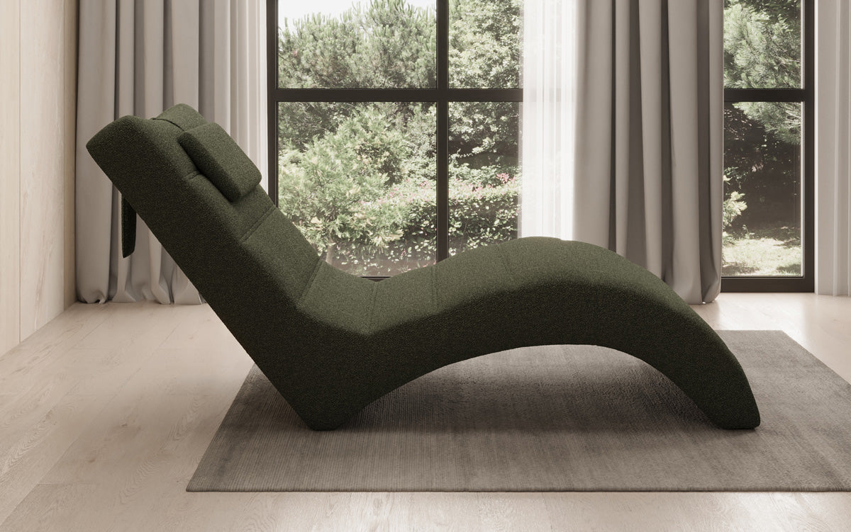 Designer Relax-ligstoel Leon in Bouclé