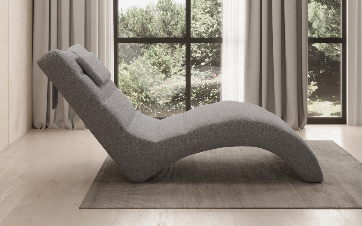 Designer Relax-ligstoel Leon in Bouclé
