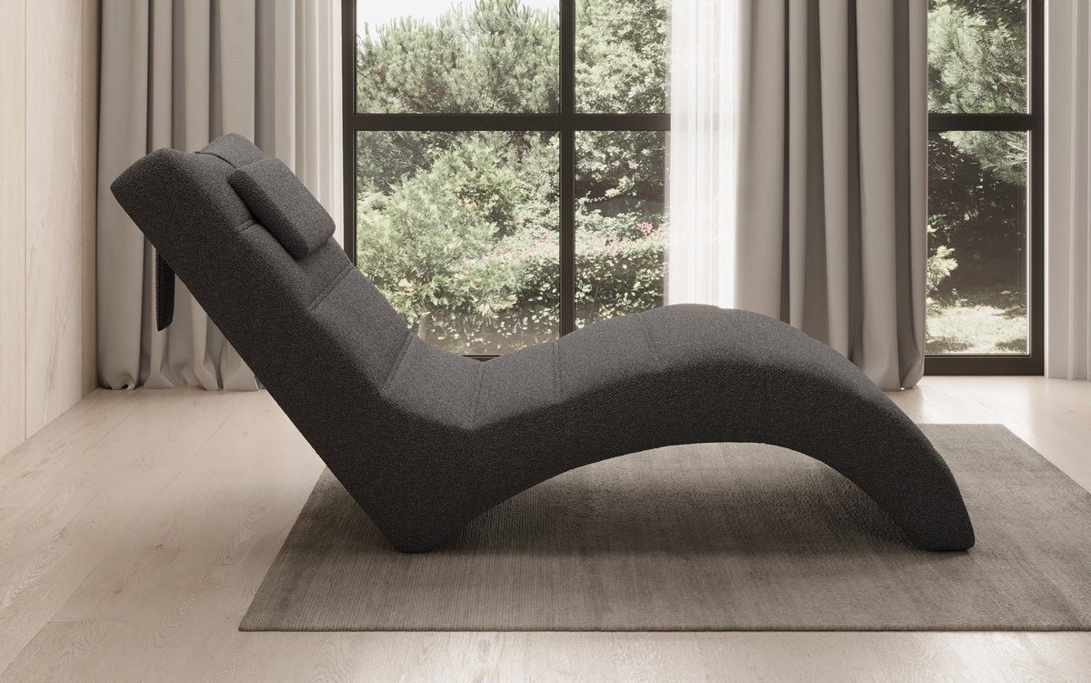 Designer Relax-ligstoel Leon in Bouclé