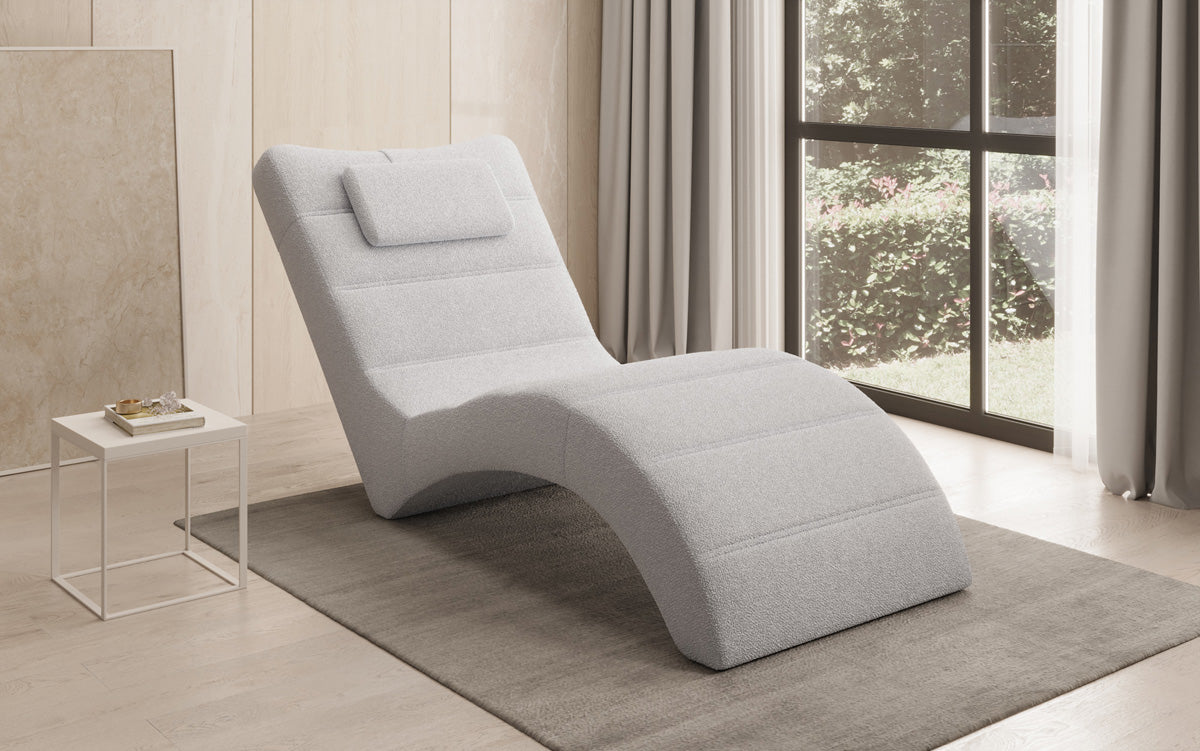 Designer Relax-ligstoel Leon in Bouclé