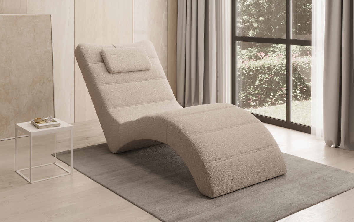 Designer Relax-ligstoel Leon in Bouclé