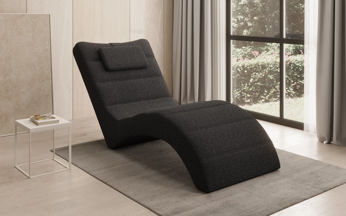 Designer Relax-ligstoel Leon in Bouclé