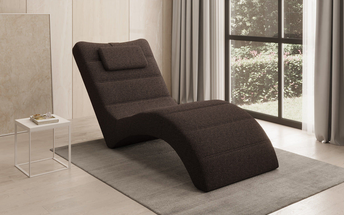 Designer Relax-ligstoel Leon in Bouclé