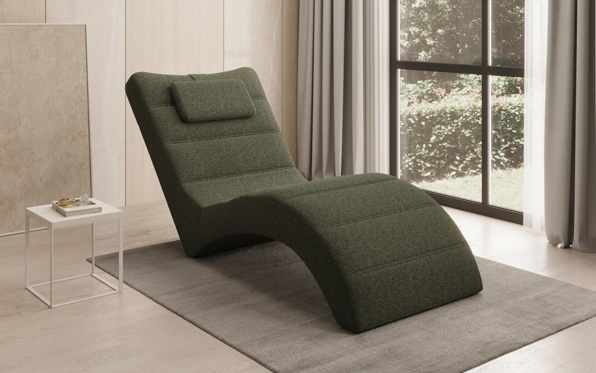 Designer Relax-ligstoel Leon in Bouclé