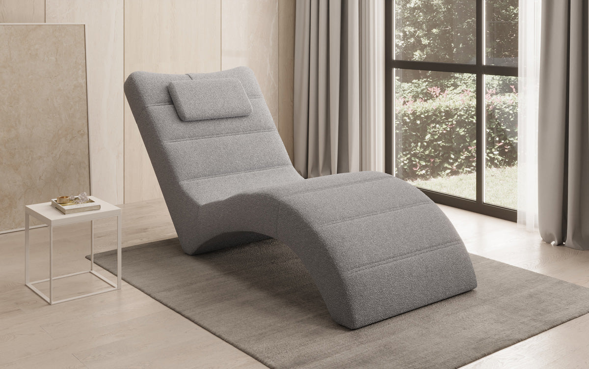 Designer Relax-ligstoel Leon in Bouclé