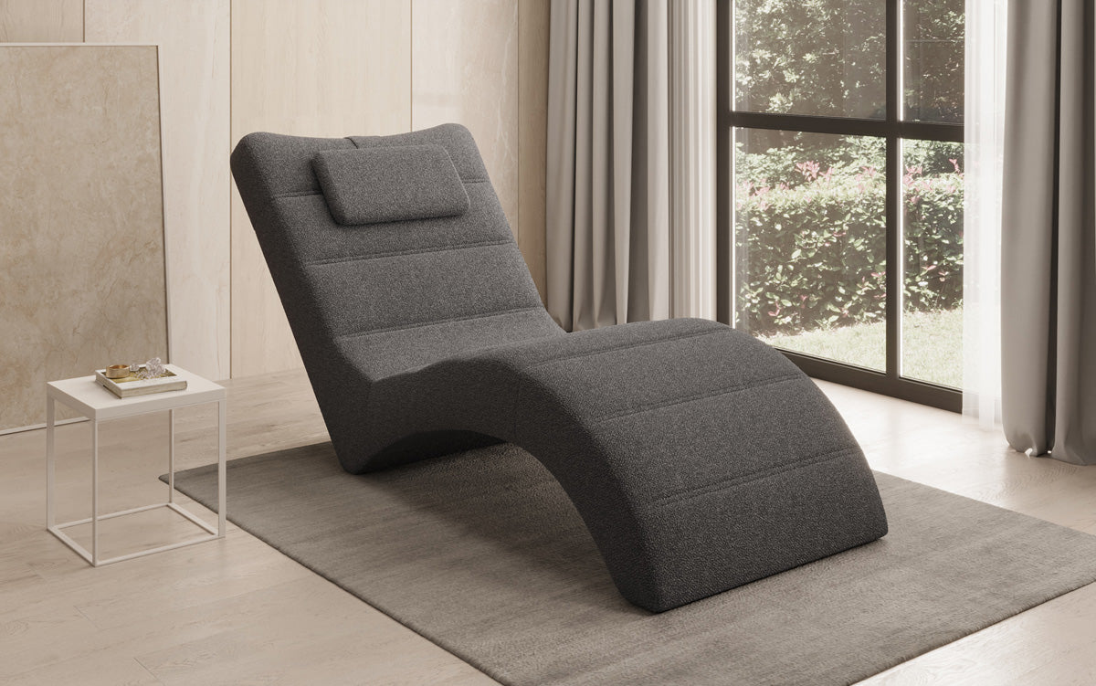 Designer Relax-ligstoel Leon in Bouclé