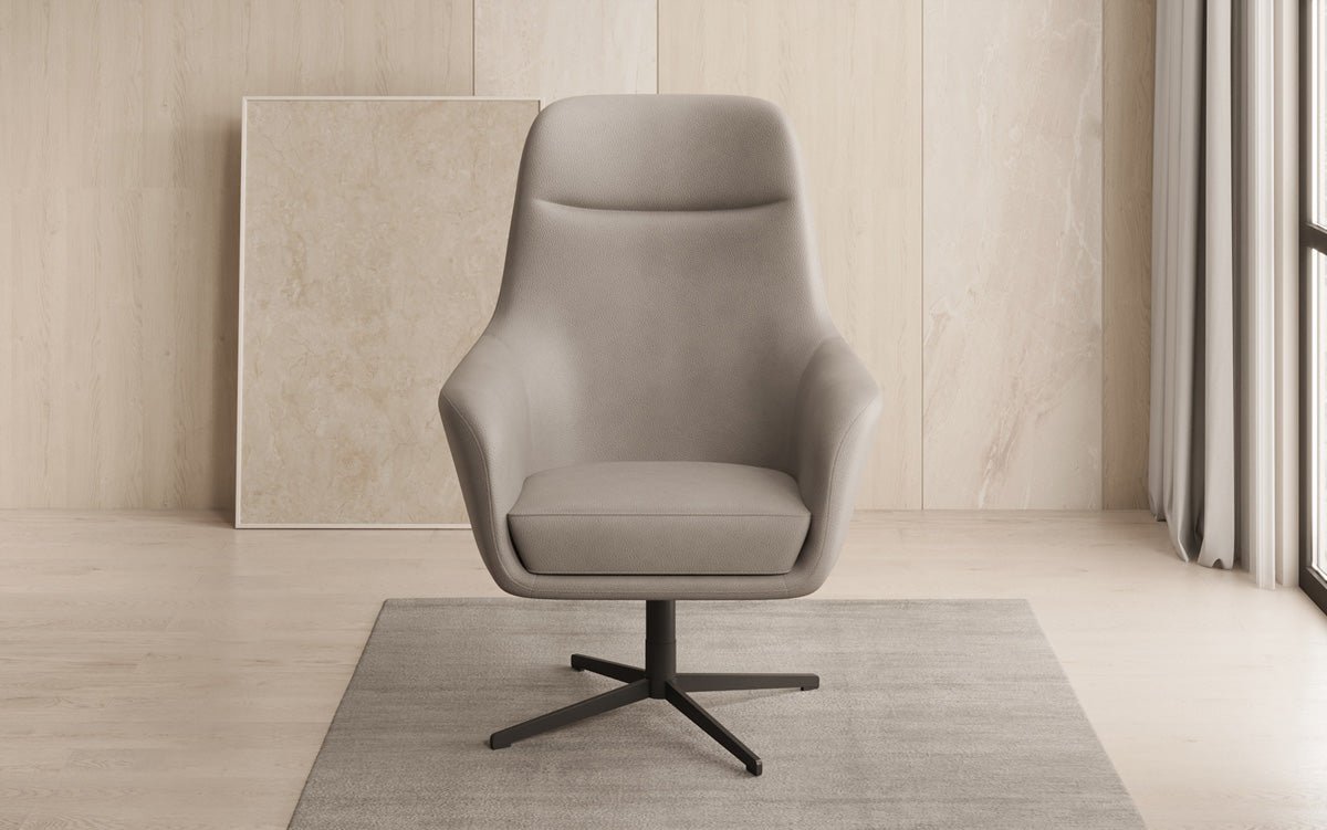 Designer fauteuil Ren 360° draaifunctie in echt leer