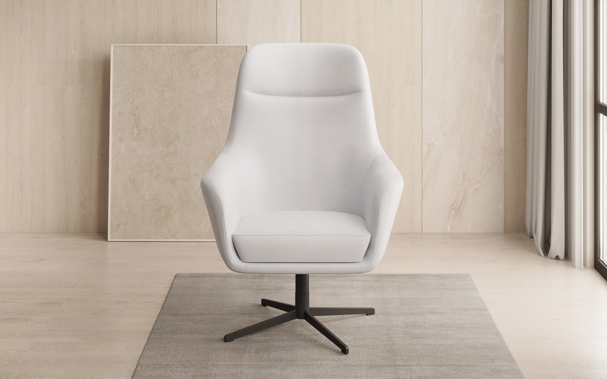 Designer fauteuil Ren 360° draaifunctie in echt leer