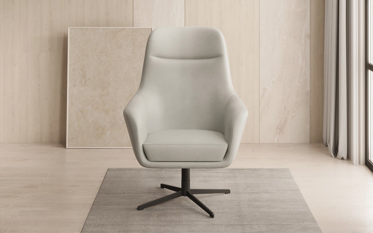 Designer fauteuil Ren 360° draaifunctie in echt leer