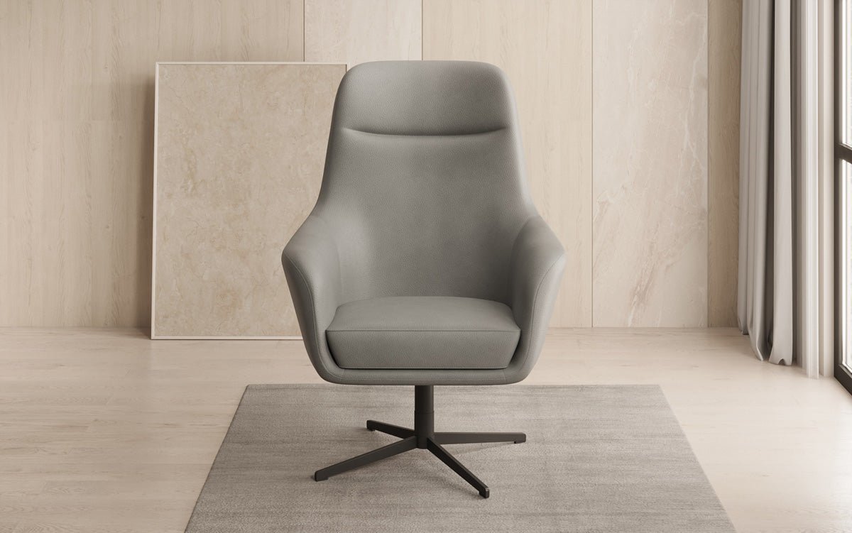 Designer fauteuil Ren 360° draaifunctie in echt leer