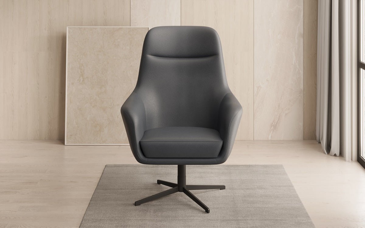 Designer fauteuil Ren 360° draaifunctie in echt leer