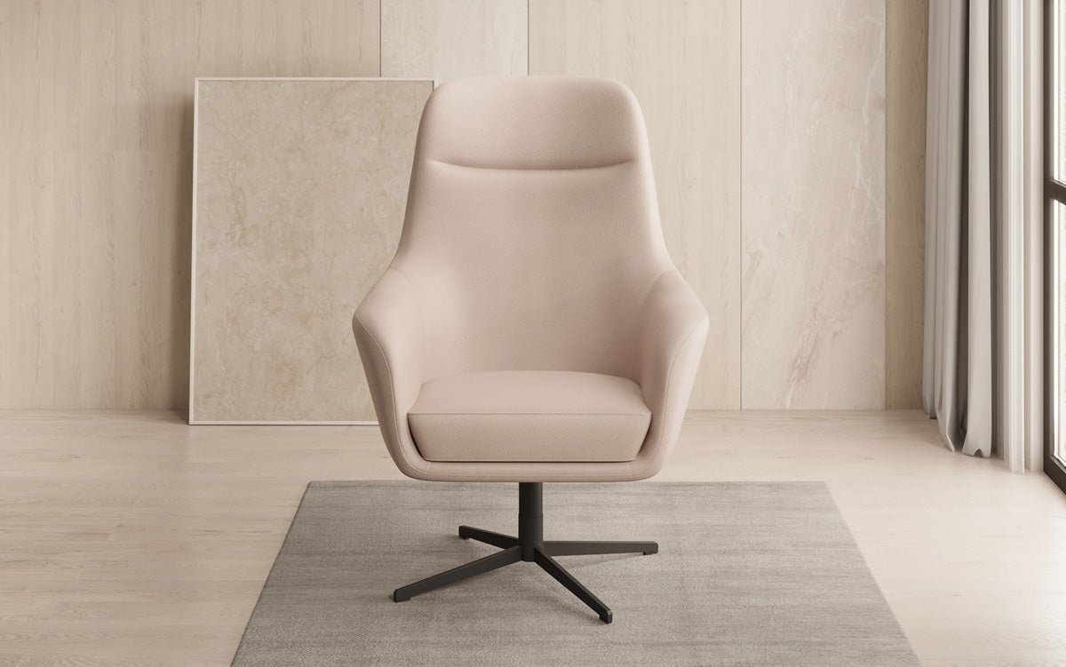 Designer fauteuil Ren 360° draaifunctie in echt leer
