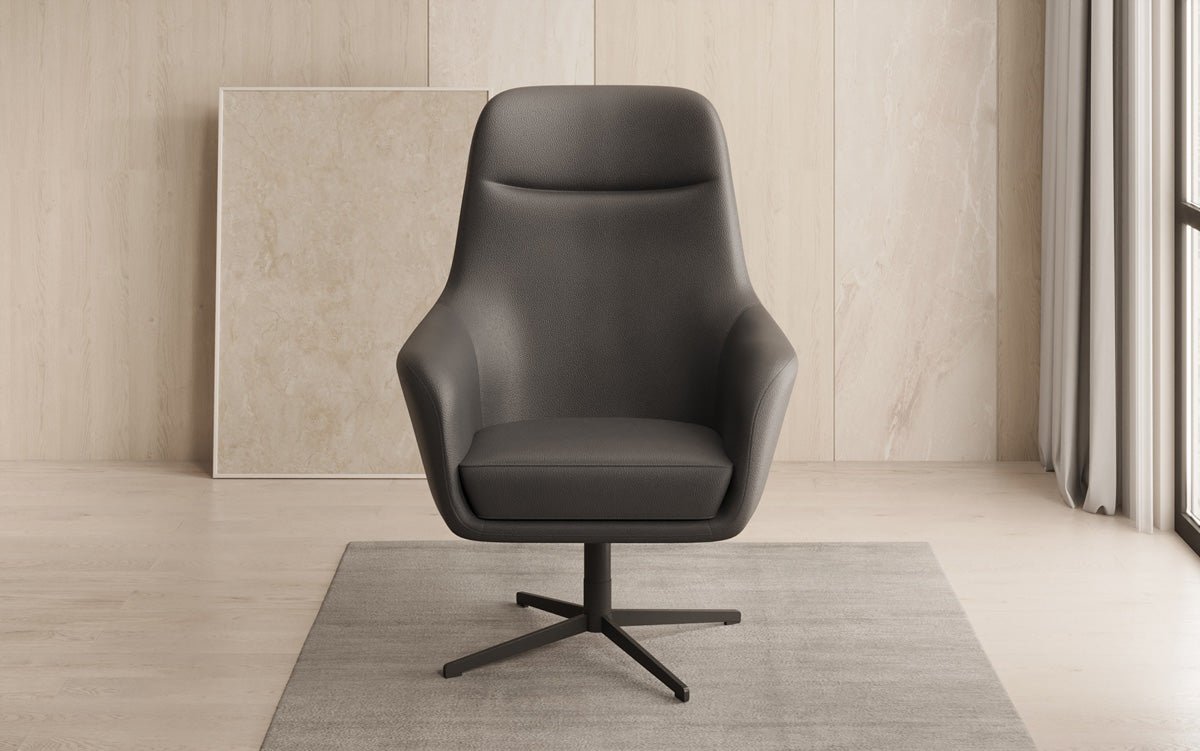 Designer fauteuil Ren 360° draaifunctie in echt leer