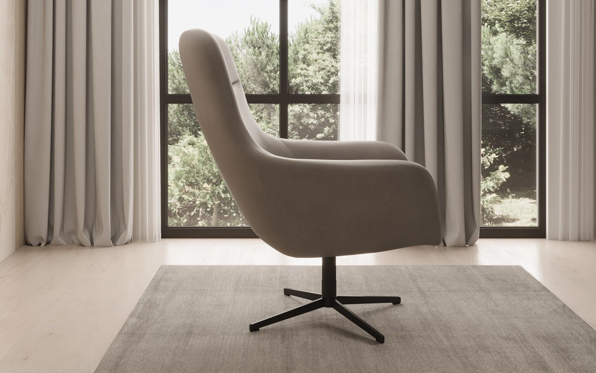 Designer fauteuil Ren 360° draaifunctie in echt leer