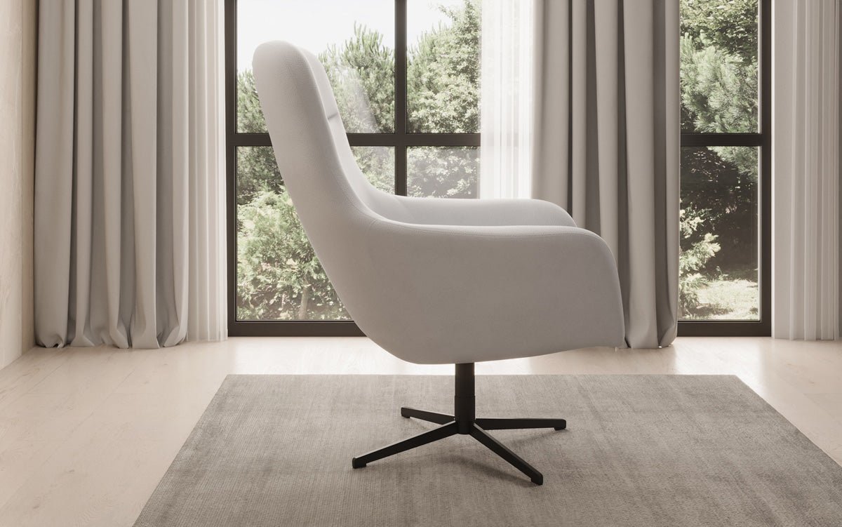 Designer fauteuil Ren 360° draaifunctie in echt leer