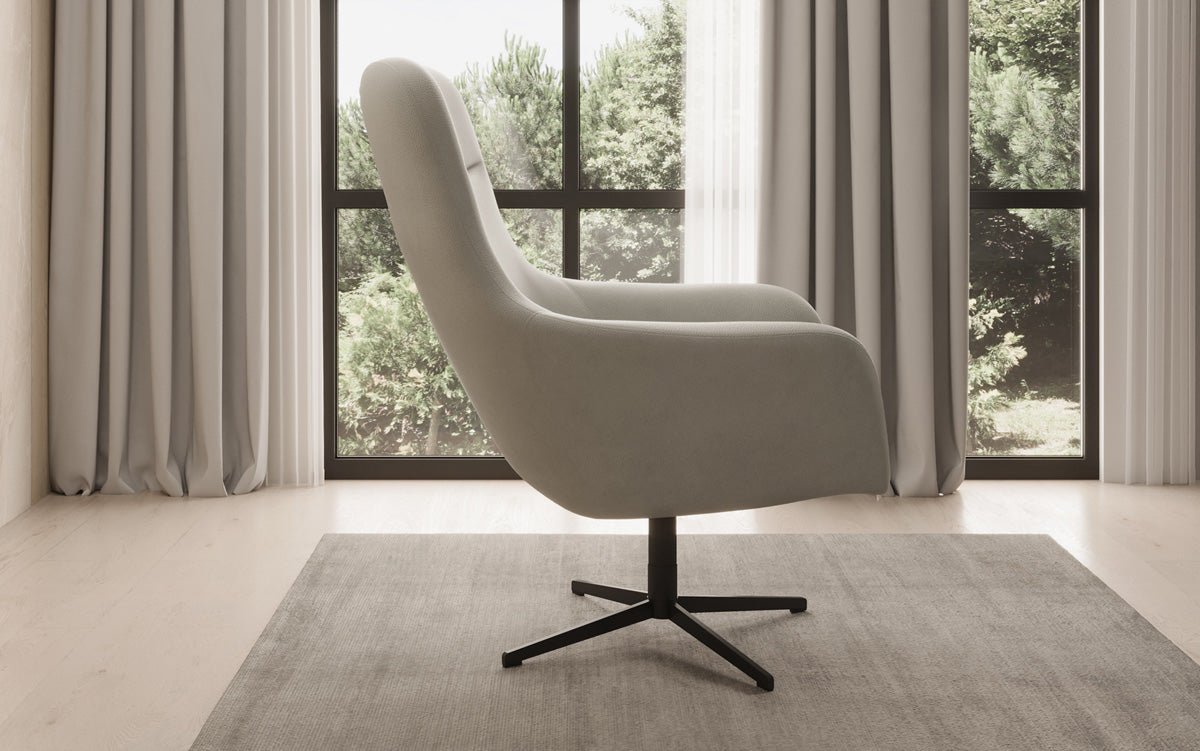 Designer fauteuil Ren 360° draaifunctie in echt leer