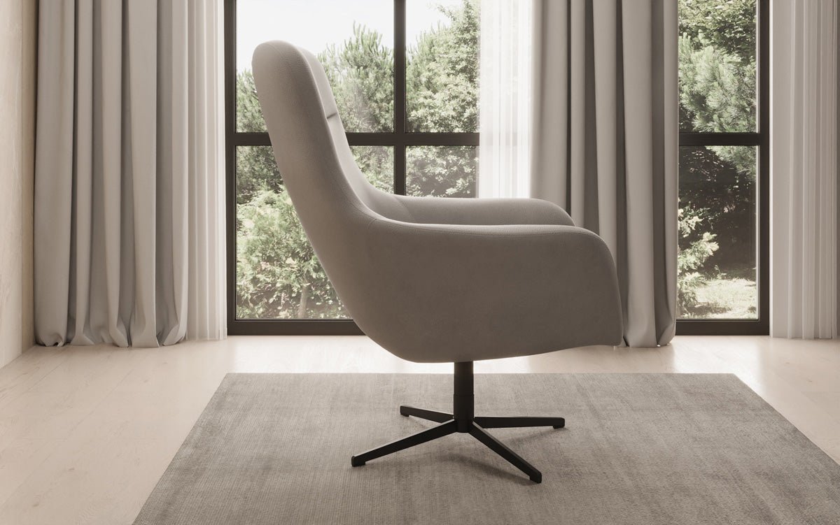 Designer fauteuil Ren 360° draaifunctie in echt leer