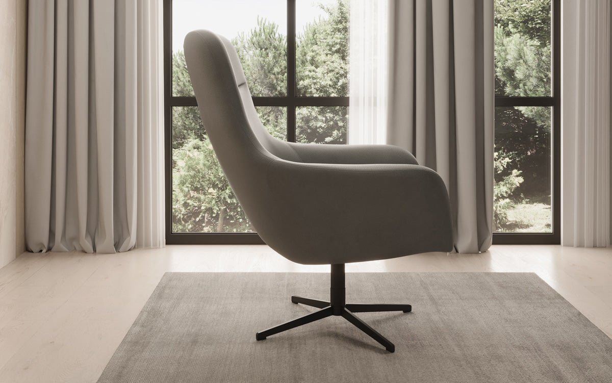 Designer fauteuil Ren 360° draaifunctie in echt leer