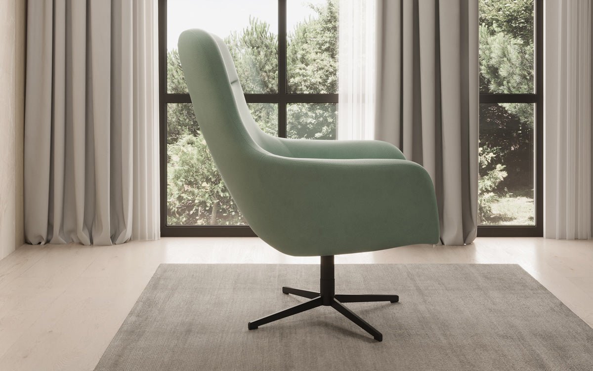 Designer fauteuil Ren 360° draaifunctie in echt leer