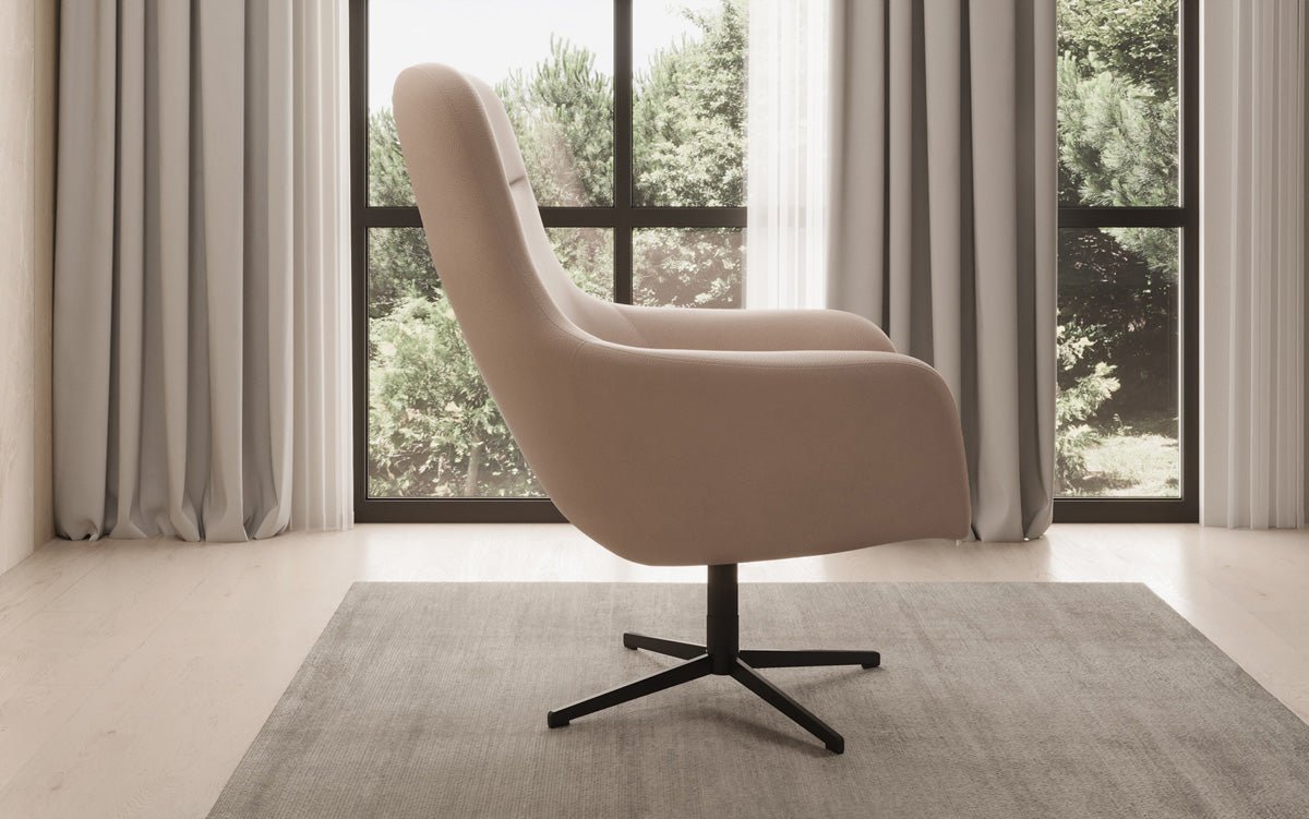 Designer fauteuil Ren 360° draaifunctie in echt leer