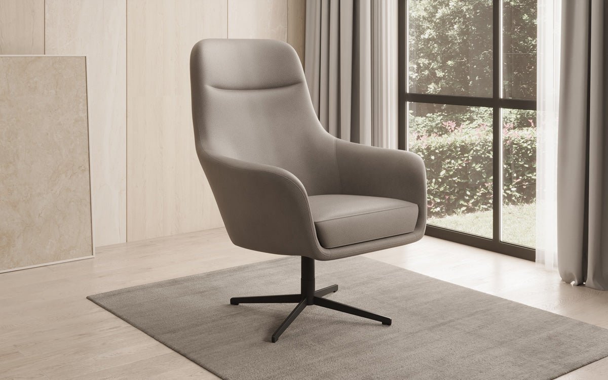 Designer fauteuil Ren 360° draaifunctie in echt leer