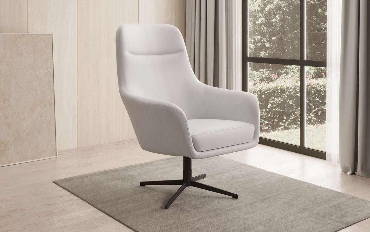 Designer fauteuil Ren 360° draaifunctie in echt leer
