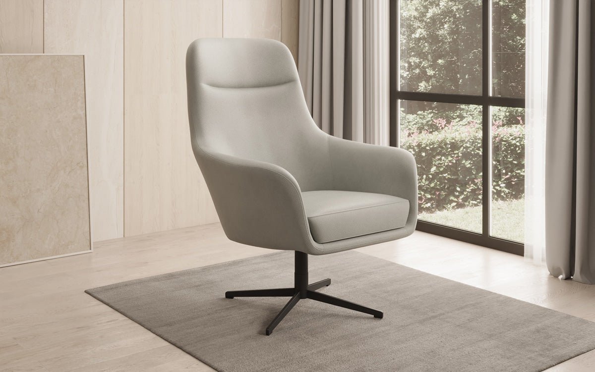 Designer fauteuil Ren 360° draaifunctie in echt leer