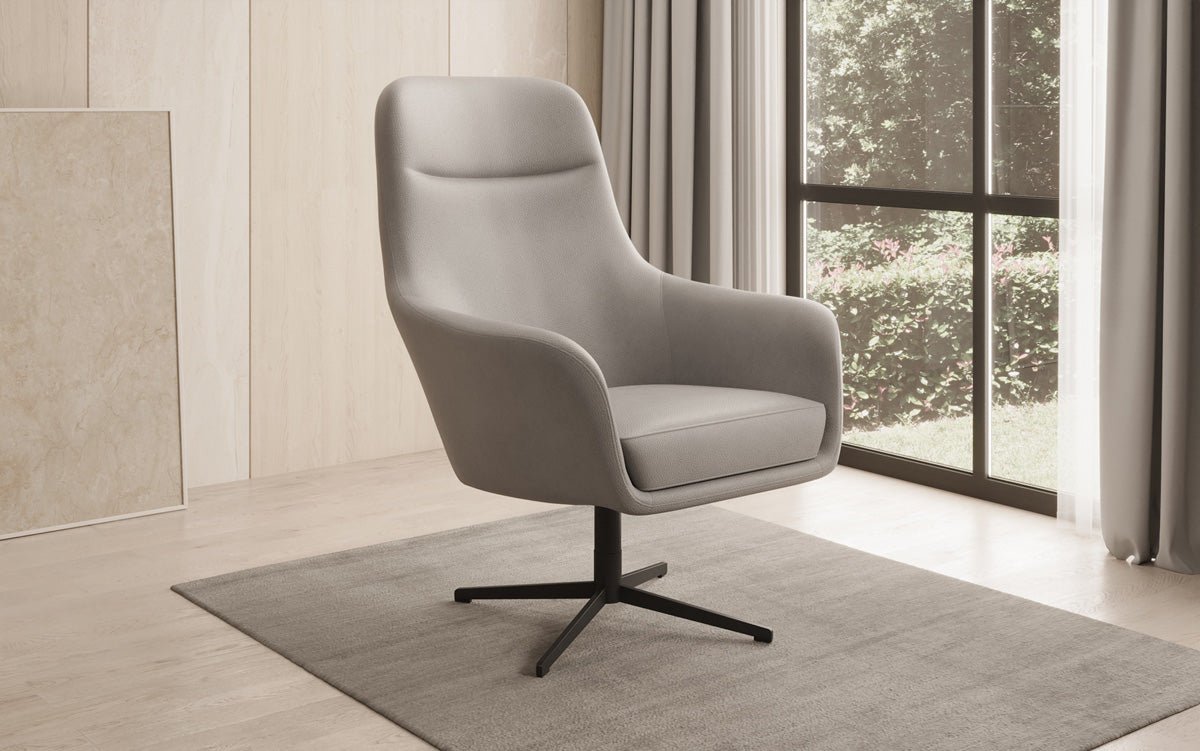 Designer fauteuil Ren 360° draaifunctie in echt leer