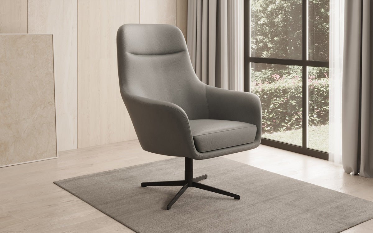 Designer fauteuil Ren 360° draaifunctie in echt leer