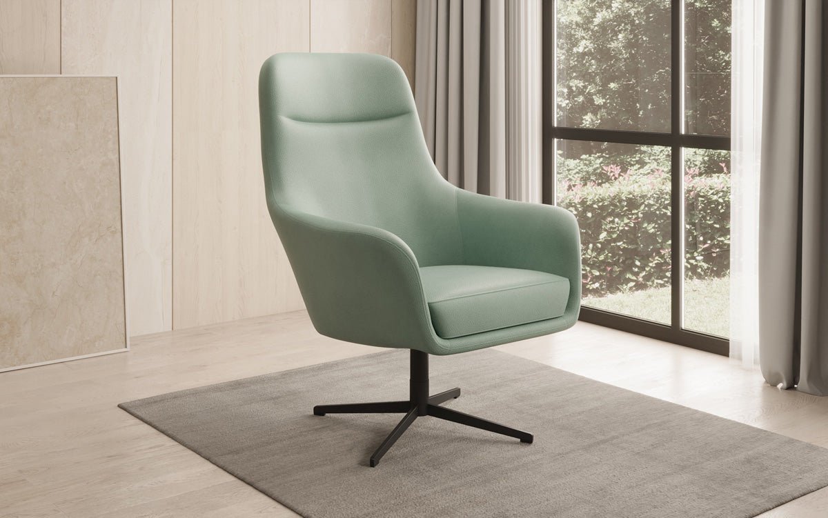 Designer fauteuil Ren 360° draaifunctie in echt leer