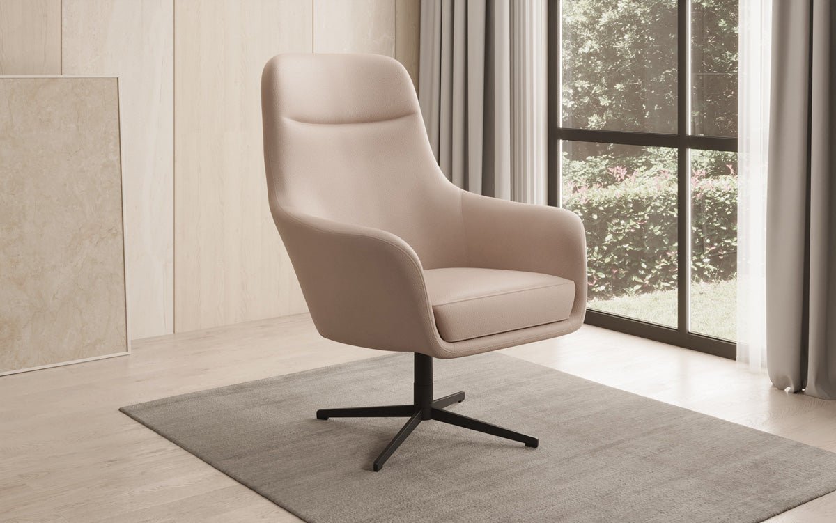 Designer fauteuil Ren 360° draaifunctie in echt leer